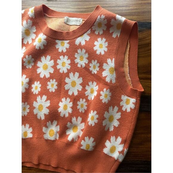Altard State Orange Floral Sweater Vest Size Large - Picture 7 of 7